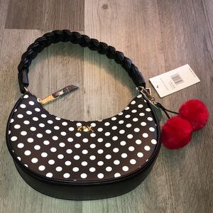 Betsey Johnson XONORTHY WOVEN Black Multi Shoulder Bag Polka Dot Print NWT